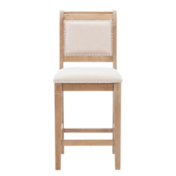 Bar Stools & Counter Height Stools-Kirkland's Home Natural Upholstered Wood Frame Counter Stool Tan