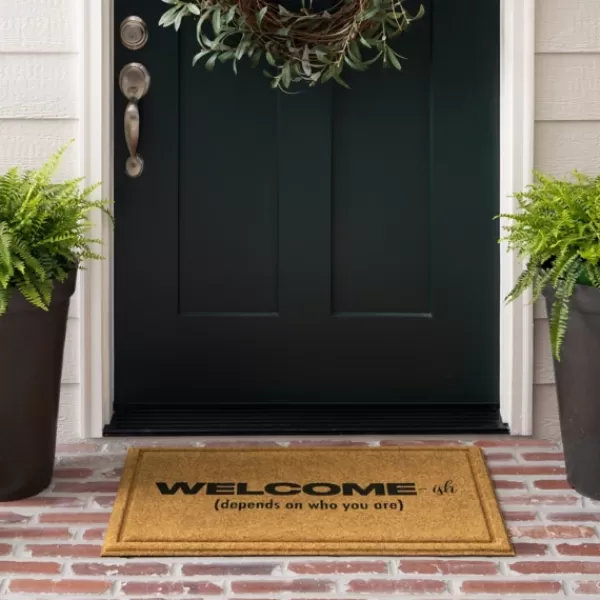 Doormats-Kirkland's Home Natural Welcome-Ish Doormat Tan/Black