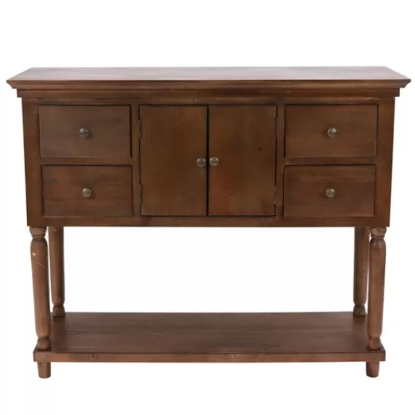 Console Tables-Kirkland's Home Natural Wood 2-Door 4-Drawer Buffet Console Table Tan