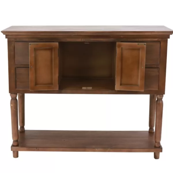 Console Tables-Kirkland's Home Natural Wood 2-Door 4-Drawer Buffet Console Table Tan