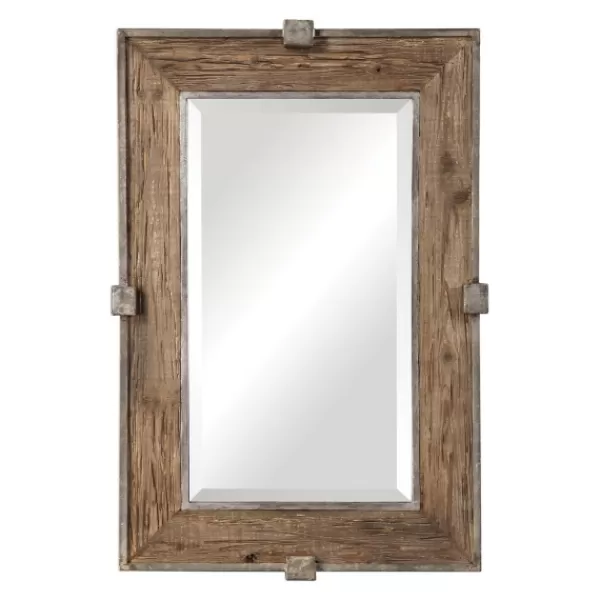 Decorative Mirrors-Kirkland's Home Natural Wood And Burnished Metal Mirror