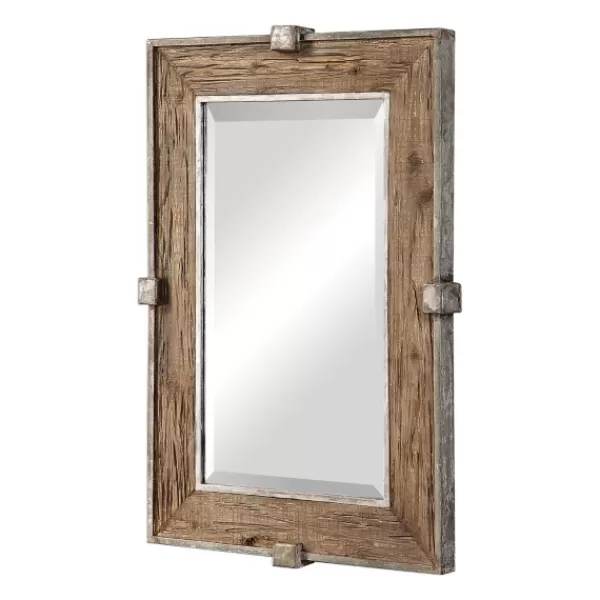 Decorative Mirrors-Kirkland's Home Natural Wood And Burnished Metal Mirror