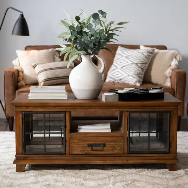 Coffee Tables-Kirkland's Home Natural Wood And Metal Window Coffee Table Brown