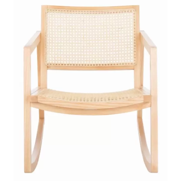 Accent Chairs-Kirkland's Home Natural Wood And Rat Rocking Chair Tan