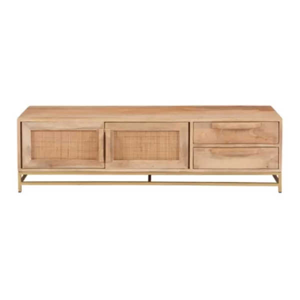 Tv Stands & Media Consoles-Kirkland's Home Natural Wood And Rat Tv S D Tan