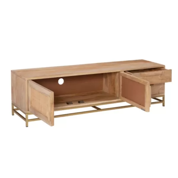 Tv Stands & Media Consoles-Kirkland's Home Natural Wood And Rat Tv S D Tan