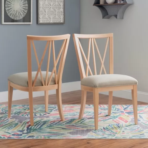 Dining Chairs-Kirkland's Home Natural Wood Architectural Dining Chairs, Set Of 2 Tan