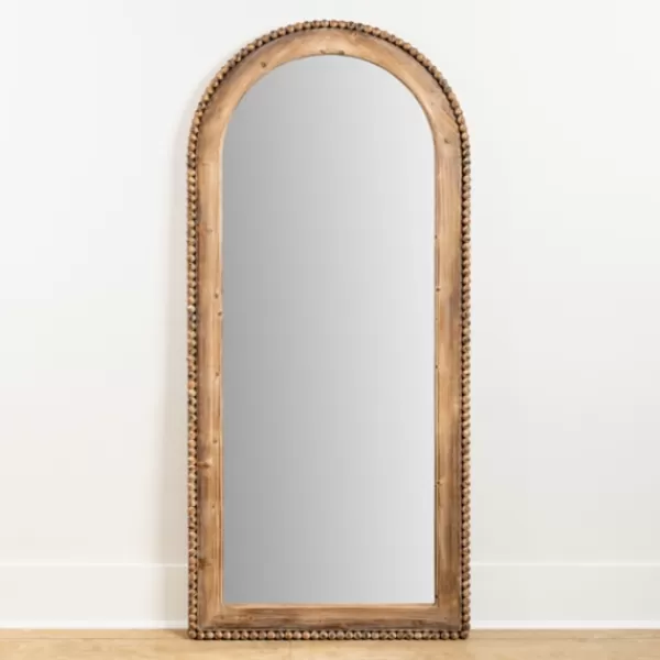 Decorative Mirrors-Kirkland's Home Natural Wood Beaded Arch Leaner Mirror