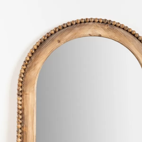 Decorative Mirrors-Kirkland's Home Natural Wood Beaded Arch Leaner Mirror