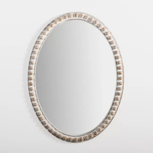 Decorative Mirrors-Kirkland's Home Natural Wood Beaded Oval Mirror