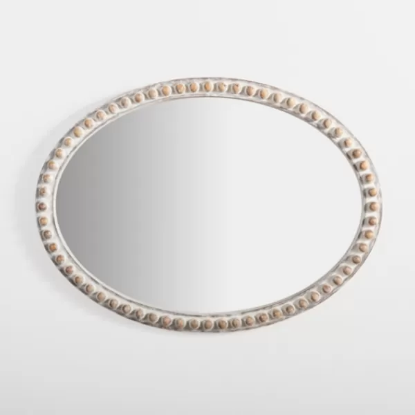 Decorative Mirrors-Kirkland's Home Natural Wood Beaded Oval Mirror