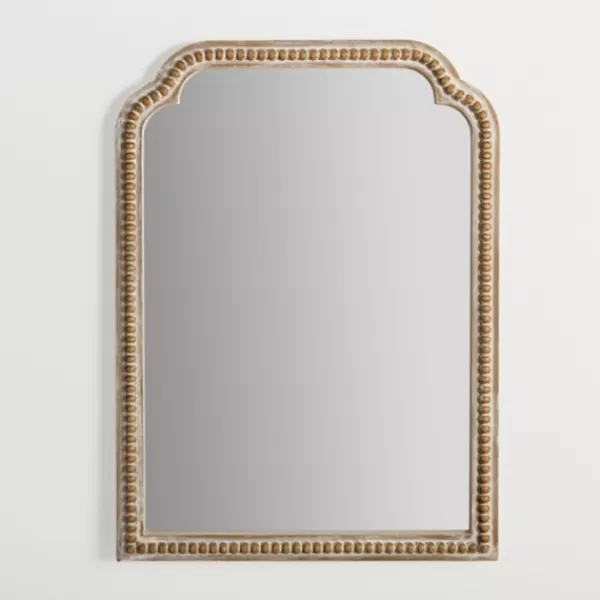 Decorative Mirrors-Kirkland's Home Natural Wood Beaded Scalloped Rectangular Mirror