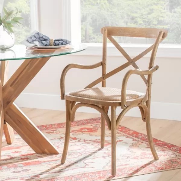 Accent Chairs-Kirkland's Home Natural Wood Cane Seat Accent Chair Tan