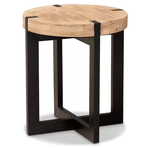 Accent & End Tables-Kirkland's Home Natural Wood Cross Base Side Table