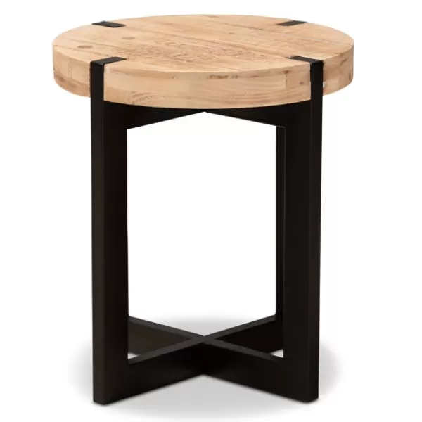 Accent & End Tables-Kirkland's Home Natural Wood Cross Base Side Table