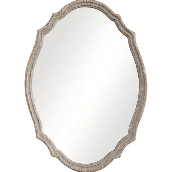 Decorative Mirrors-Kirkland's Home Natural Wood Distressed Curved Frame Mirror