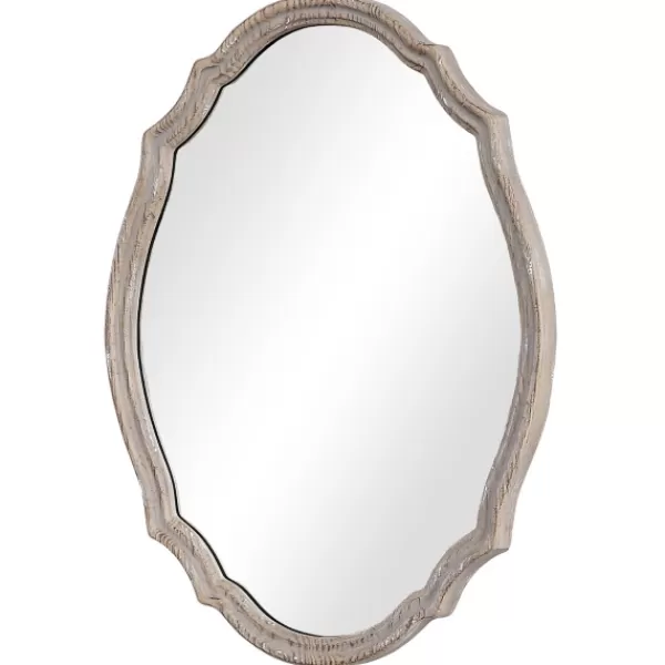 Decorative Mirrors-Kirkland's Home Natural Wood Distressed Curved Frame Mirror