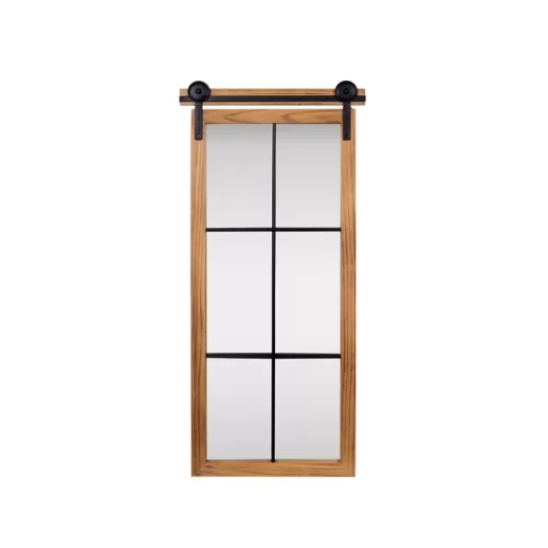 Decorative Mirrors-Kirkland's Home Natural Wood Frame Black Metal Window Mirror