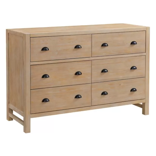 Dressers & Chests-Kirkland's Home Natural Wood Grain 6-Drawer Dresser Tan