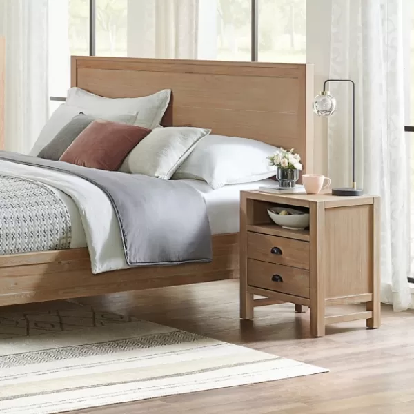 Nightstands-Kirkland's Home Natural Wood Grain Open Storage Nights D Tan