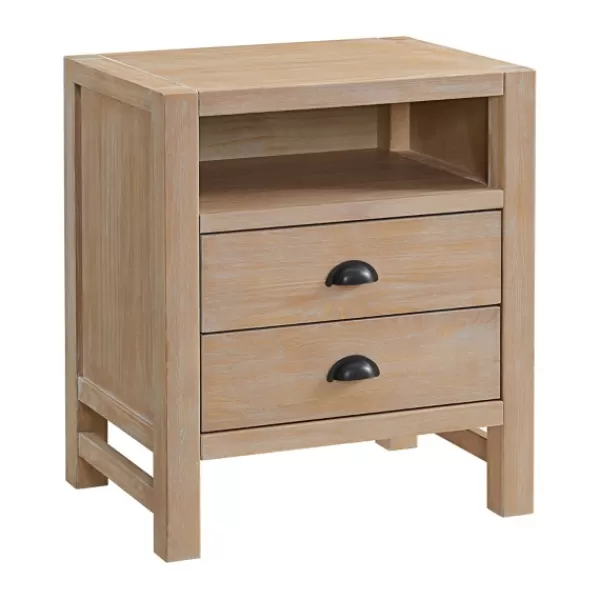 Nightstands-Kirkland's Home Natural Wood Grain Open Storage Nights D Tan