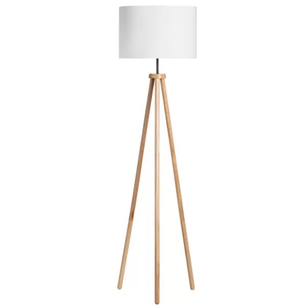 Floor Lamps-Kirkland's Home Natural Wood Modern Tripod Floor Lamp White