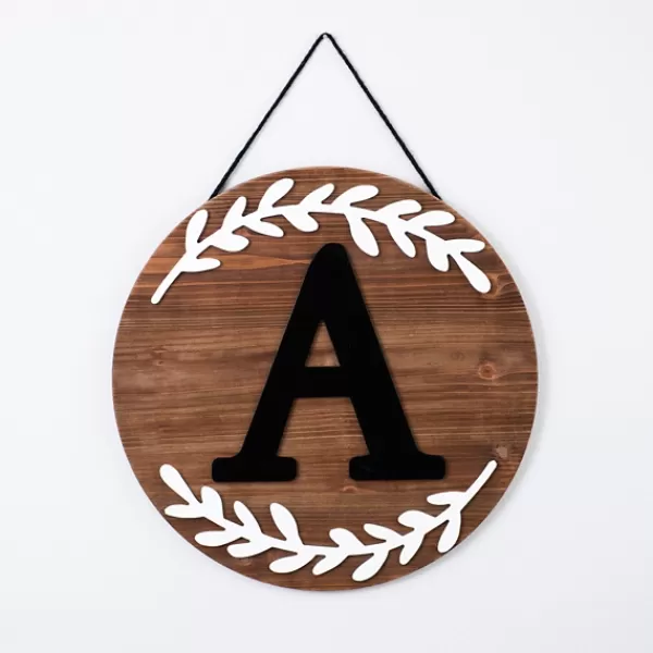 Monogram Wall Decor-Kirkland's Home Natural Wood Monogram A Wall Plaque