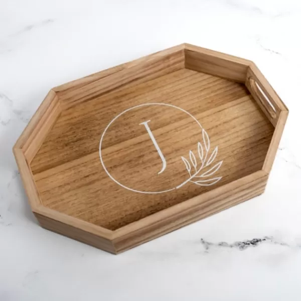 Decorative Trays-Kirkland's Home Natural Wood Monogram J Decorative Tray