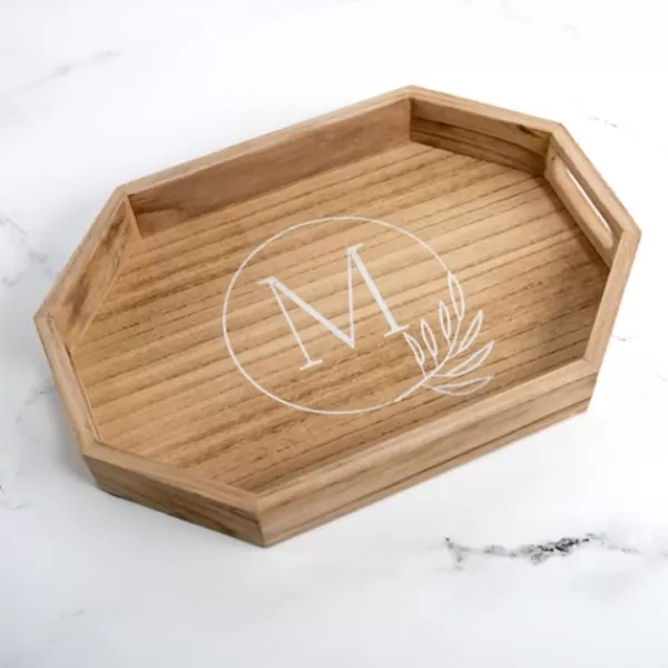 Decorative Trays-Kirkland's Home Natural Wood Monogram M Decorative Tray