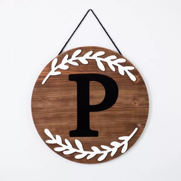 Monogram Wall Decor-Kirkland's Home Natural Wood Monogram P Wall Plaque