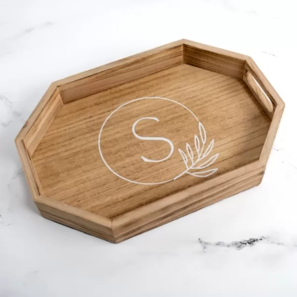 Decorative Trays-Kirkland's Home Natural Wood Monogram S Decorative Tray