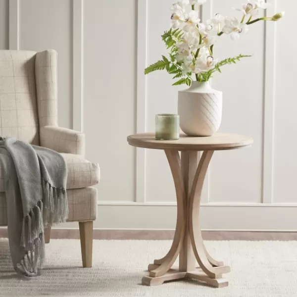 Accent & End Tables-Kirkland's Home Natural Wood Pedestal Martha Stewart Accent Table