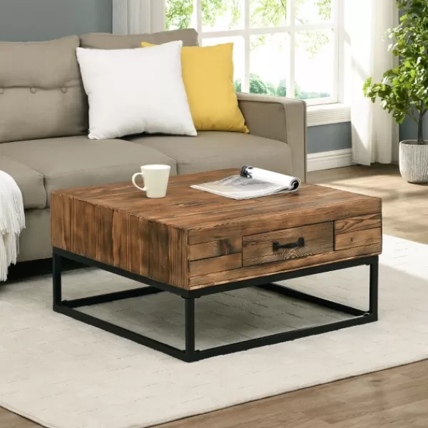 Coffee Tables-Kirkland's Home Natural Wood Plank Top Coffee Table Tan