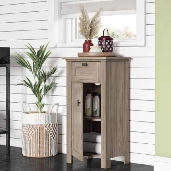 Bathroom Furniture-Kirkland's Home Natural Wood Single Door Cabinet Tan