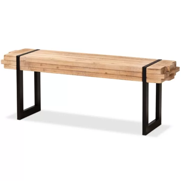 Benches & Ottomans-Kirkland's Home Natural Wood Stack Industrial Bench