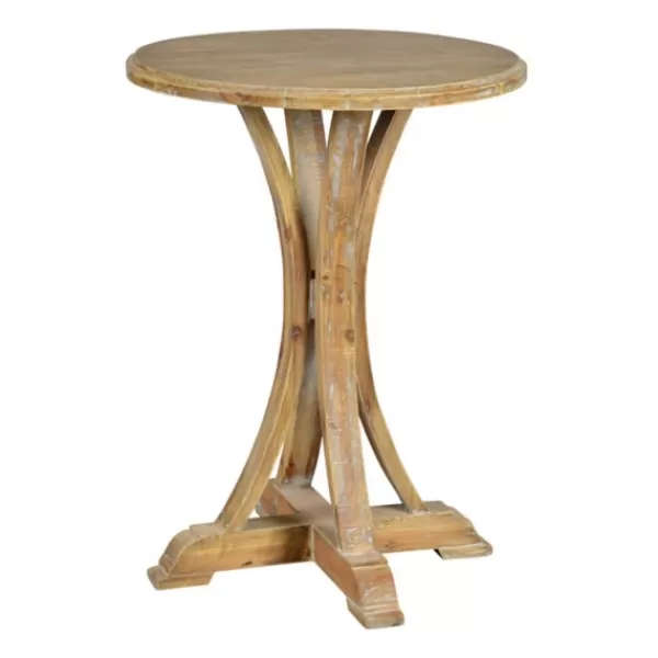 Accent & End Tables-Kirkland's Home Natural Wooden Arched Base Round Top Accent Table Tan