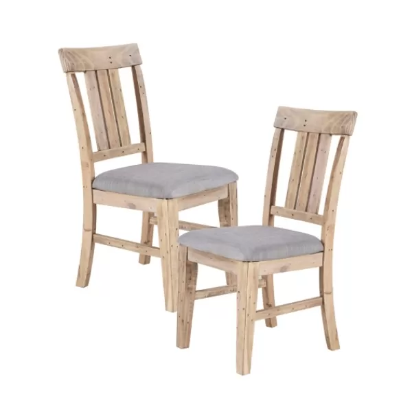 Dining Chairs-Kirkland's Home Natural Wooden Sonoma Dining Chairs, Set Of 2 Gray