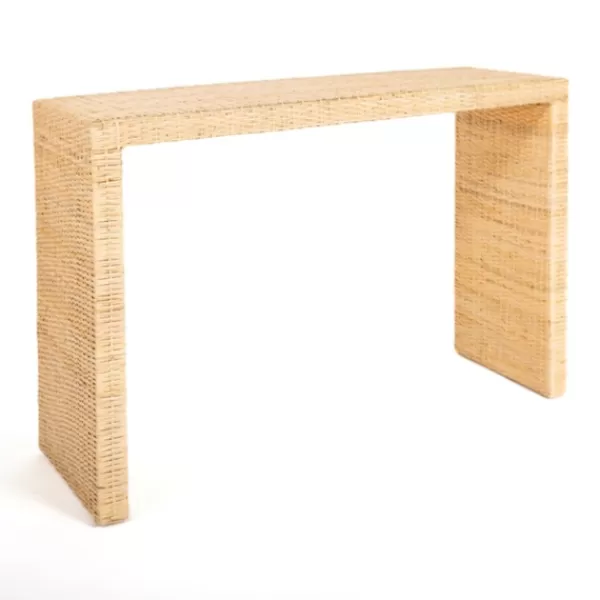 Console Tables-Kirkland's Home Natural Woven Rat Console Table Tan