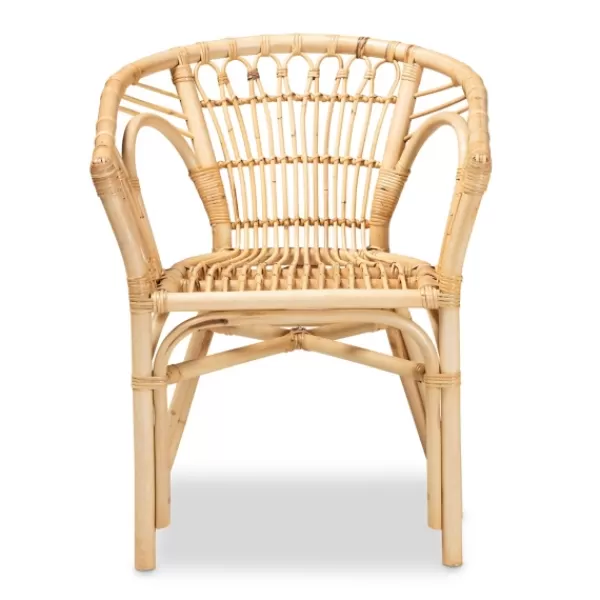 Dining Chairs-Kirkland's Home Natural Woven Rat Curved Back Dining Chair Tan