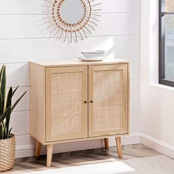 Cabinets & Sideboards-Kirkland's Home Natural Woven Rat Front Cabinet Tan