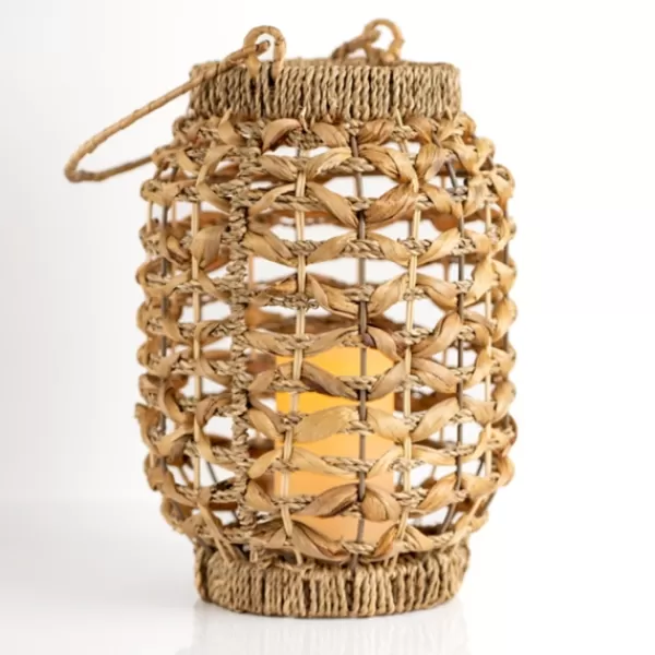 Lanterns-Kirkland's Home Natural Woven Rat Led Lantern, 13 In. Tan