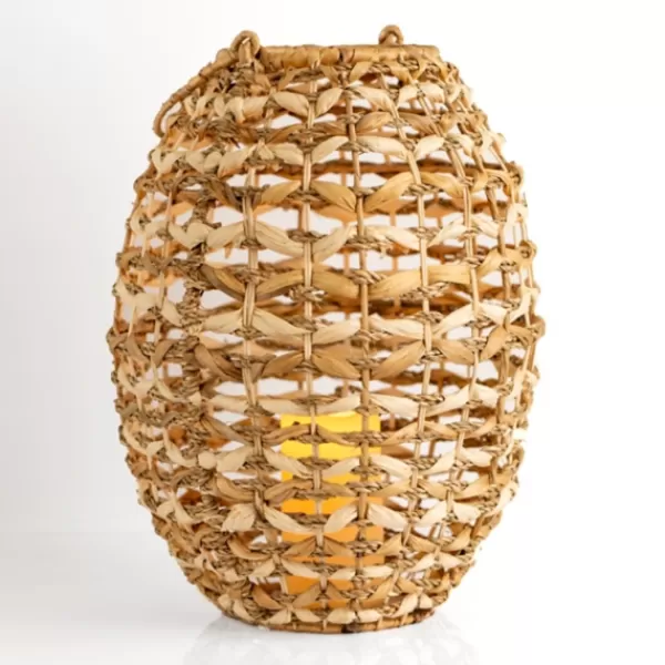 Lanterns-Kirkland's Home Natural Woven Rat Led Lantern, 16 In. Tan