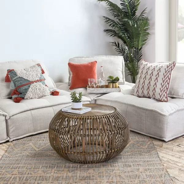 Coffee Tables-Kirkland's Home Natural Woven Rat Round Coffee Table Tan