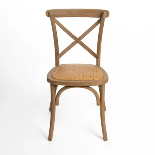 Dining Chairs-Kirkland's Home Natural X Frame Cane Seat Dining Chair Brown