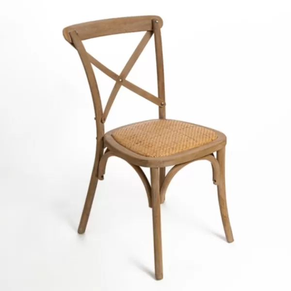 Dining Chairs-Kirkland's Home Natural X Frame Cane Seat Dining Chair Brown