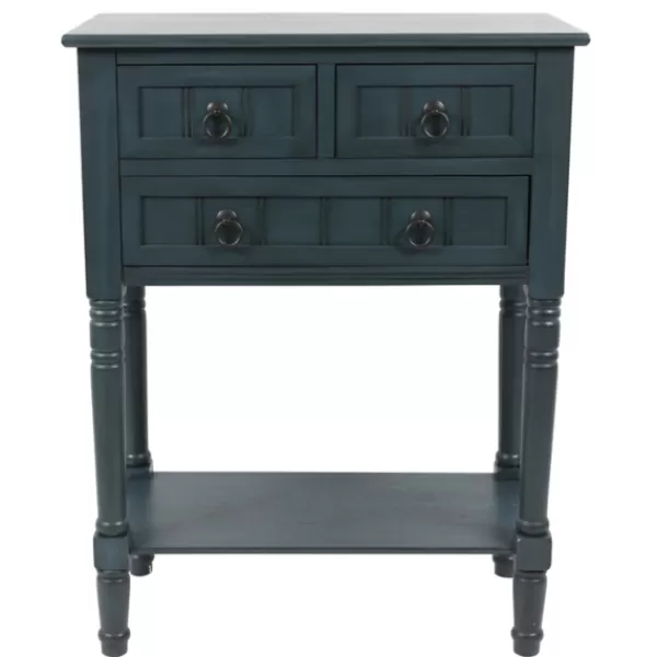 Console Tables-Kirkland's Home Navy 3-Drawer Console Table Blue