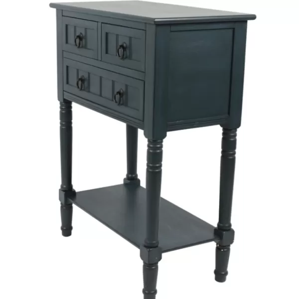 Console Tables-Kirkland's Home Navy 3-Drawer Console Table Blue