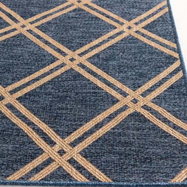 Outdoor Rugs-Kirkland's Home Navy Adelaide Trellis Outdoor Area Rug, 6X9 Blue