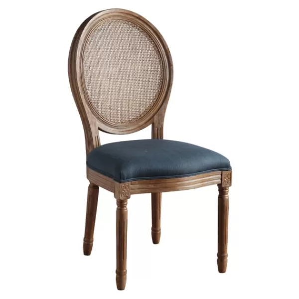 Dining Chairs-Kirkland's Home Navy And Brown Cane Oval Back Dining Chair Blue