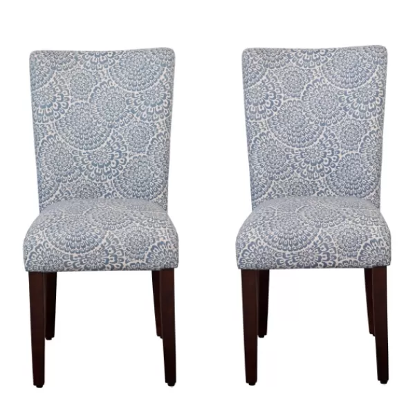 Dining Chairs-Kirkland's Home Navy And Cream Floral Parsons Chairs, Set Of 2 Blue/Tan